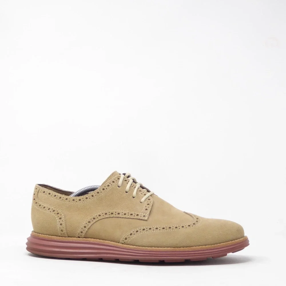 Cole Haan Mens LunarGrand Wingtip Oxfords Dress Shoes Tan Suede C10228 11.5